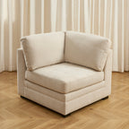 Billie - Chauffeuse D'Angle - Tissu Chenille - Beige