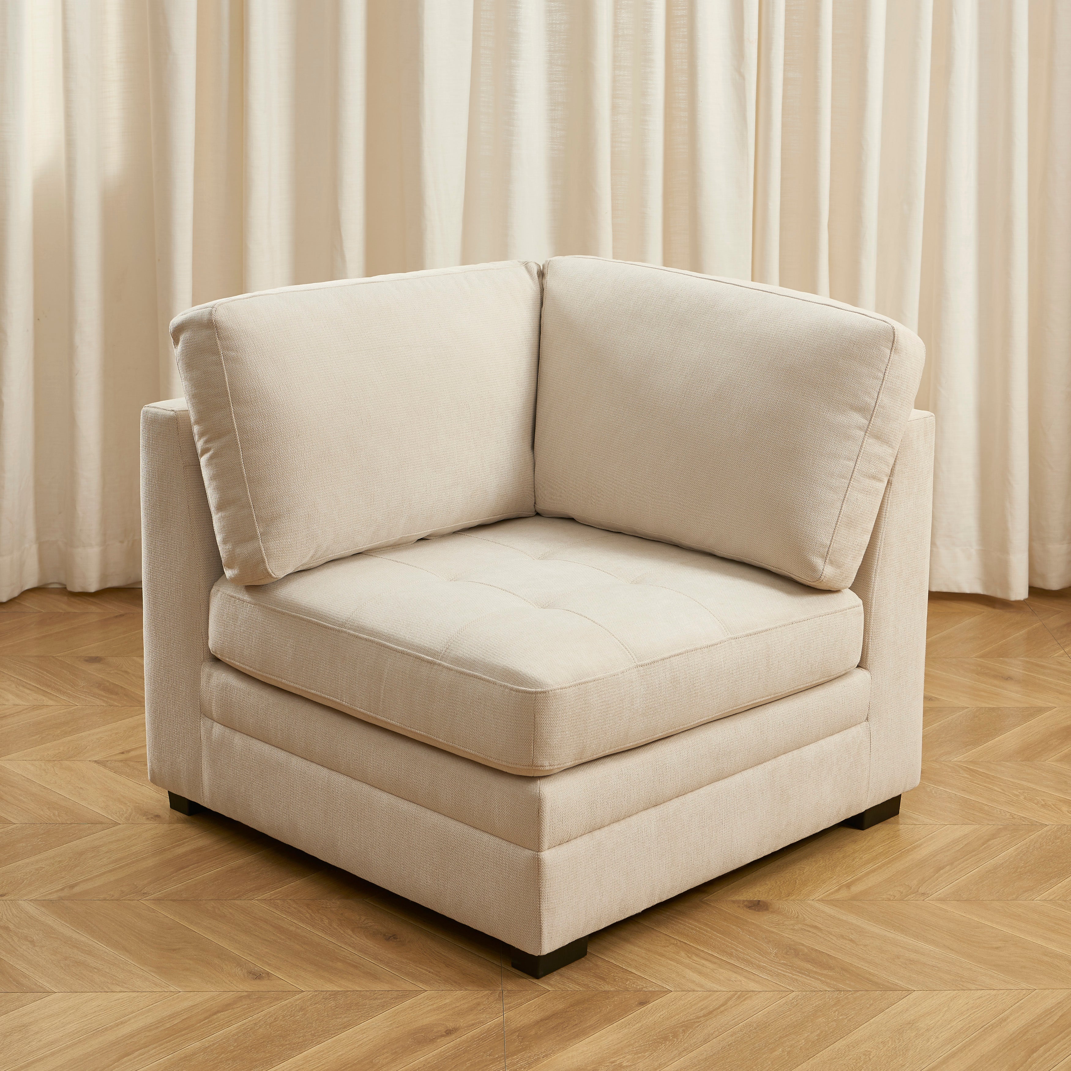 Billie - Chauffeuse D'Angle - Tissu Chenille - Beige