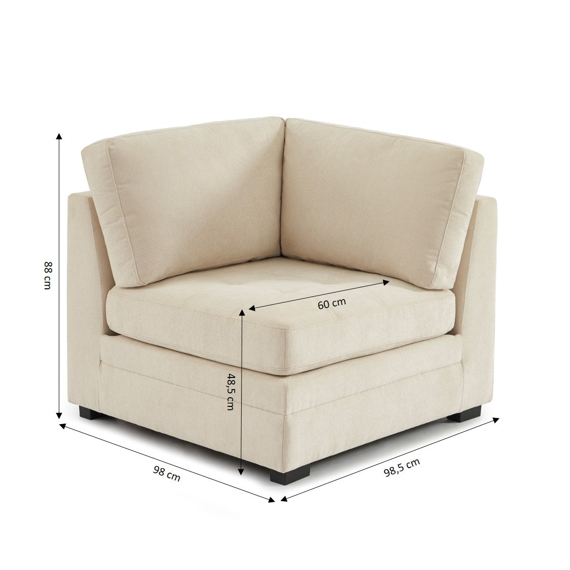 Billie - Chauffeuse D'Angle - Tissu Chenille - Beige