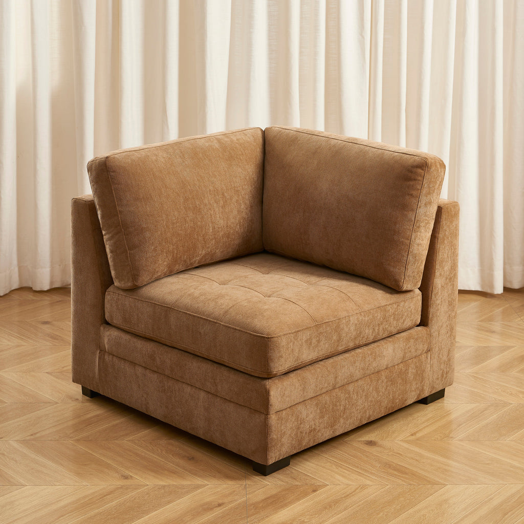 Billie - Chauffeuse D'Angle - Tissu Chenille Écureuil