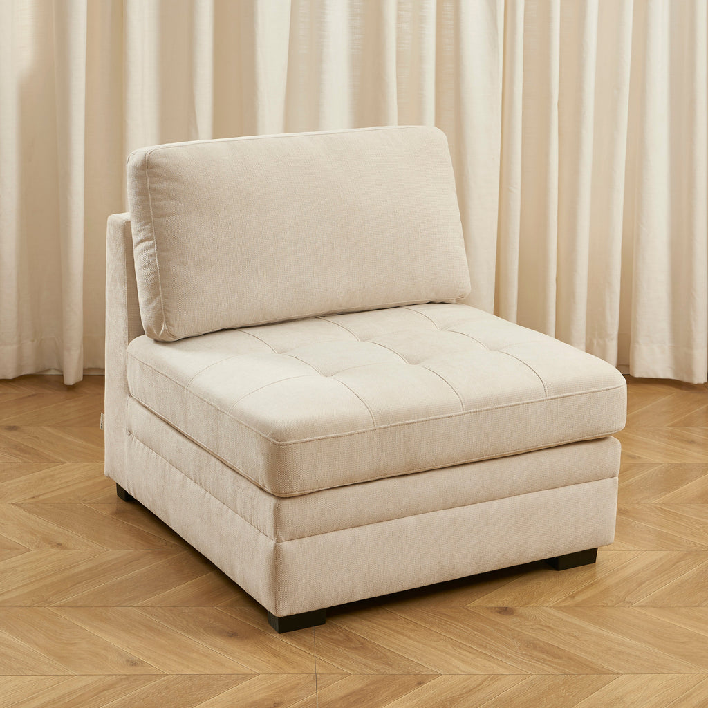 Billie - Chauffeuse Modulable 1 Place - Tissu Chenille - Beige