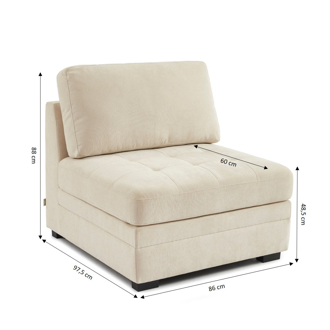Billie - Chauffeuse Modulable 1 Place - Tissu Chenille - Beige