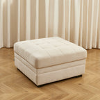 Billie - Pouf - Tissu Chenille - Beige