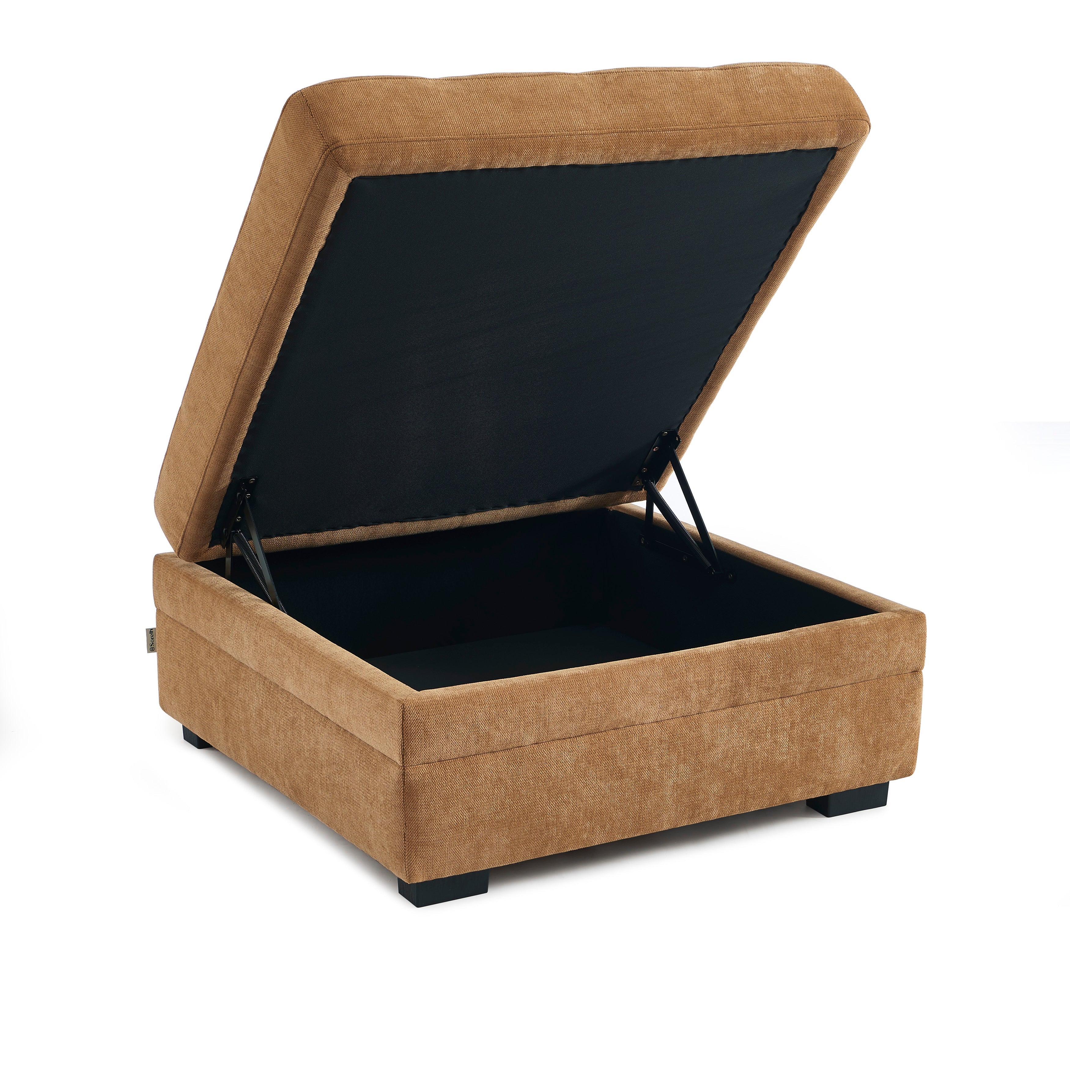 Pouf Billie Avec Coffre De Rangement Tissu Chenille Écureuil