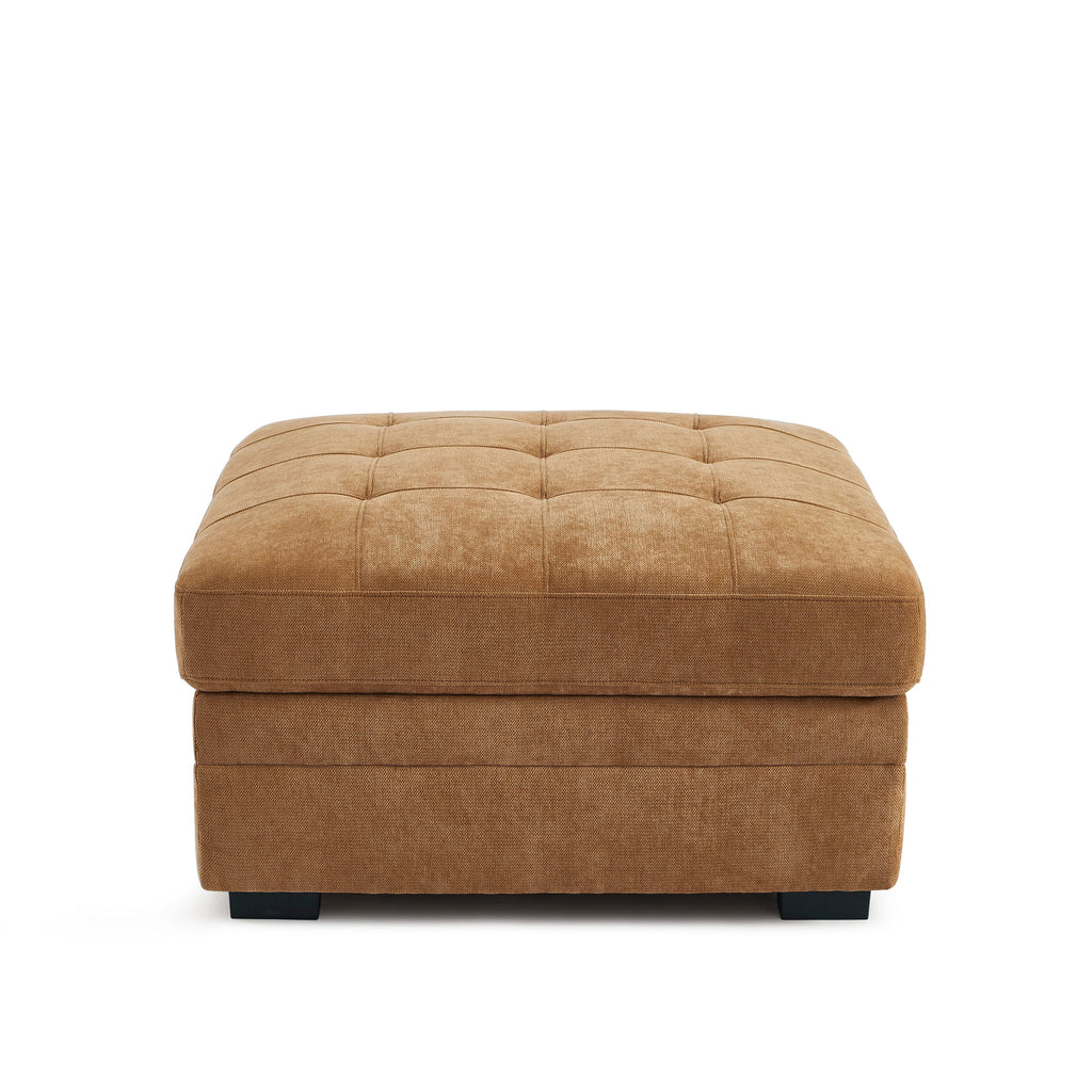 Pouf Billie Avec Coffre De Rangement Tissu Chenille Écureuil