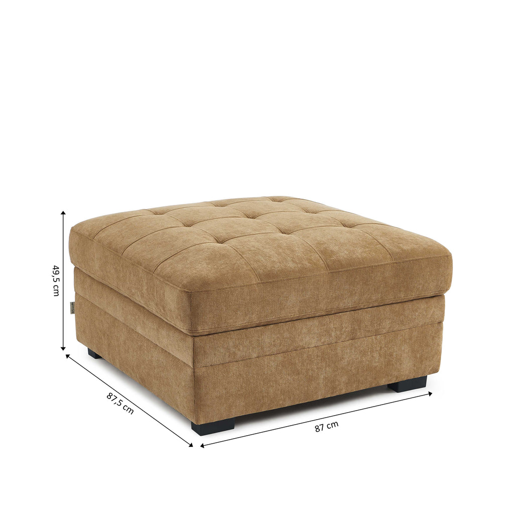 Pouf Billie Avec Coffre De Rangement Tissu Chenille Écureuil