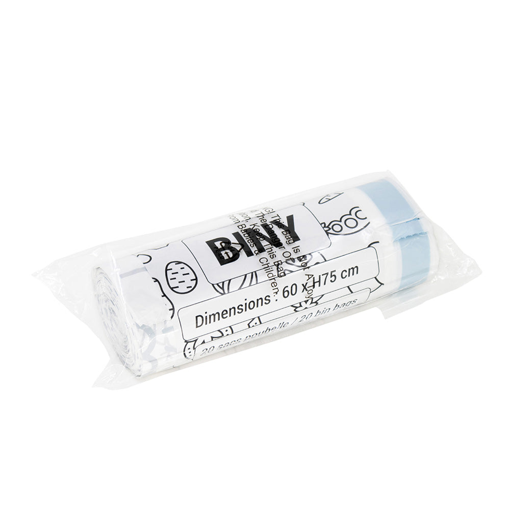 120 Sacs Poubelles Résistants Biny - 50L - Blanc