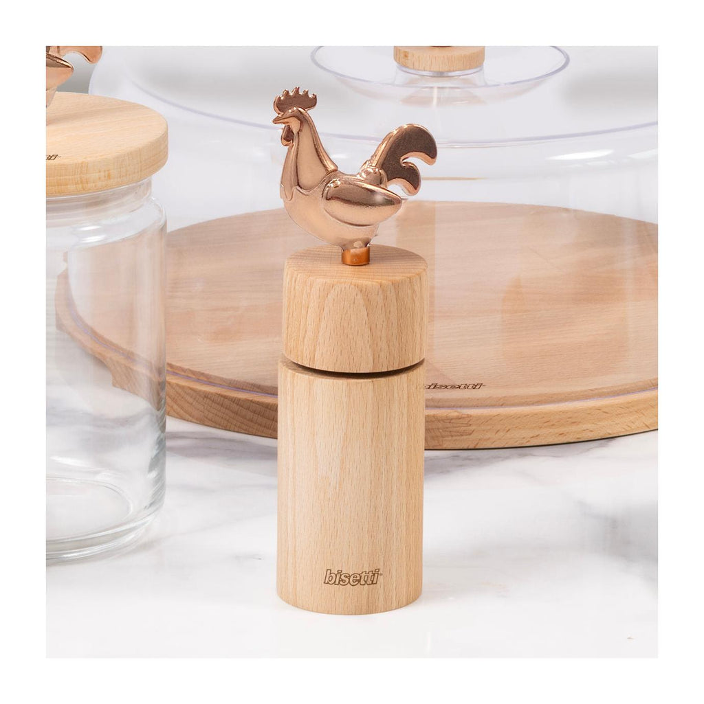 Moulin À Poivre/Sel « Cocorico » En Hêtre Huilé Naturel Ø6Xh.19 Cm