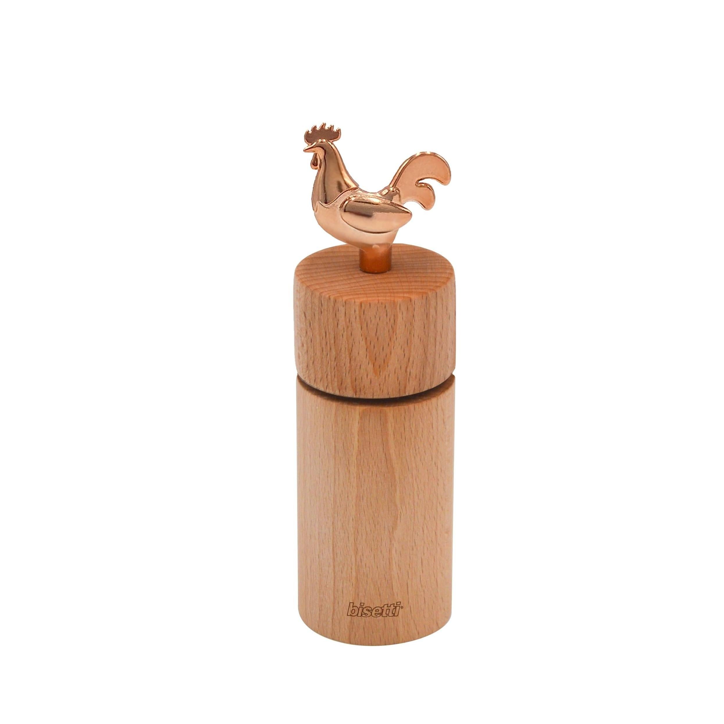 Moulin À Poivre/Sel « Cocorico » En Hêtre Huilé Naturel Ø6Xh.19 Cm