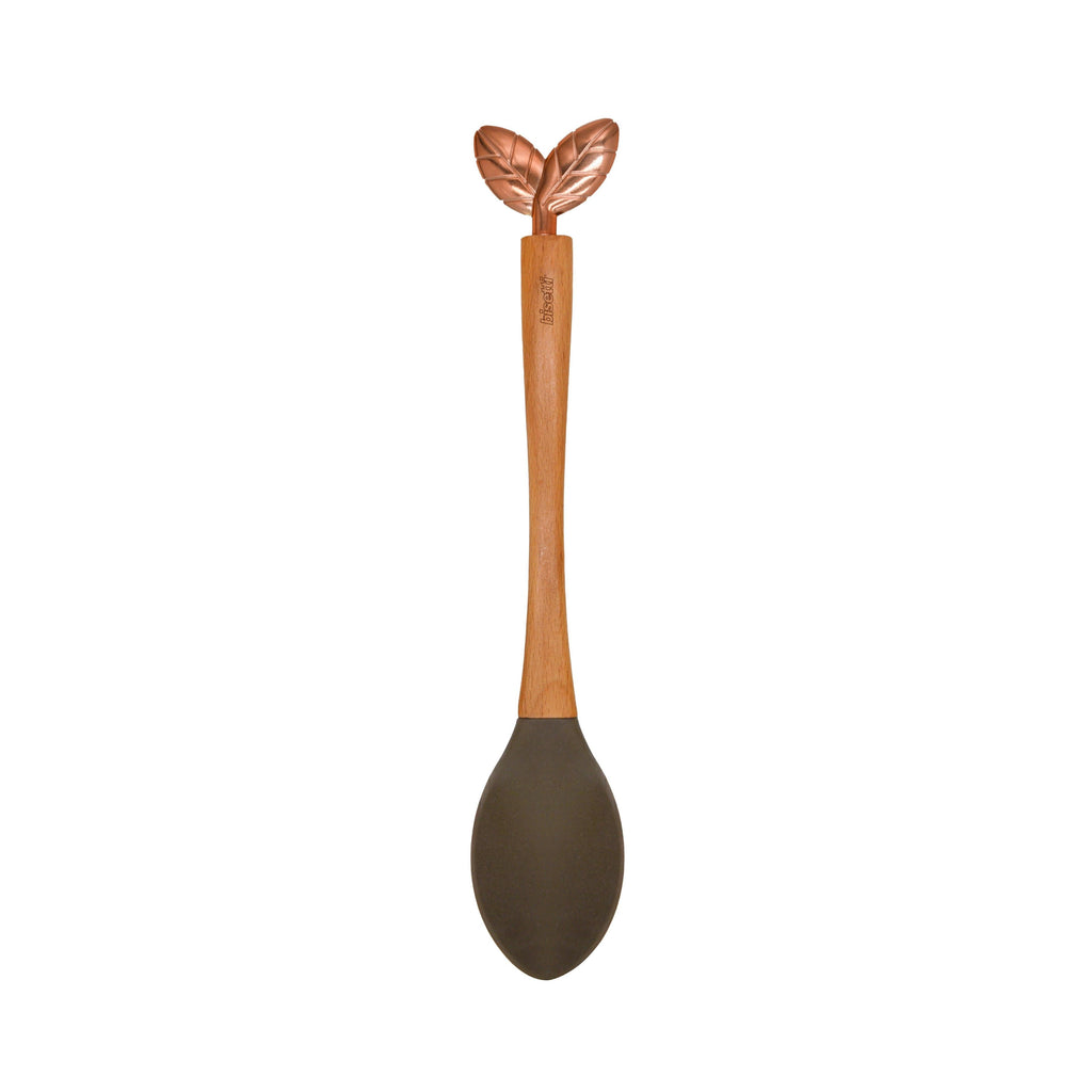 Cuillère En Silicone « Printemps D’Or » Avec Un Manche En Hêtre Naturel