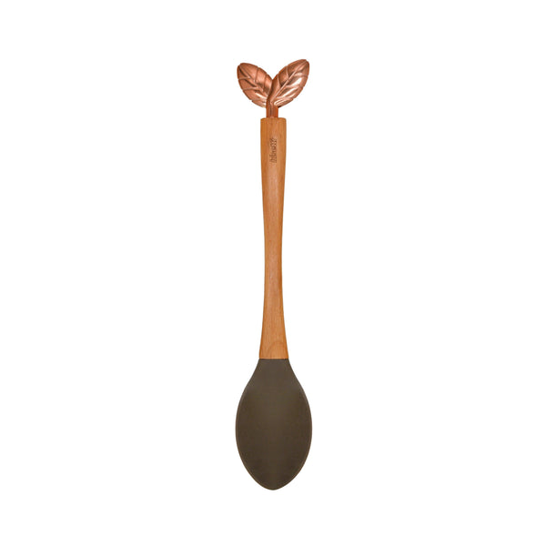 Cuillère En Silicone « Printemps D’Or » Avec Un Manche En Hêtre Naturel