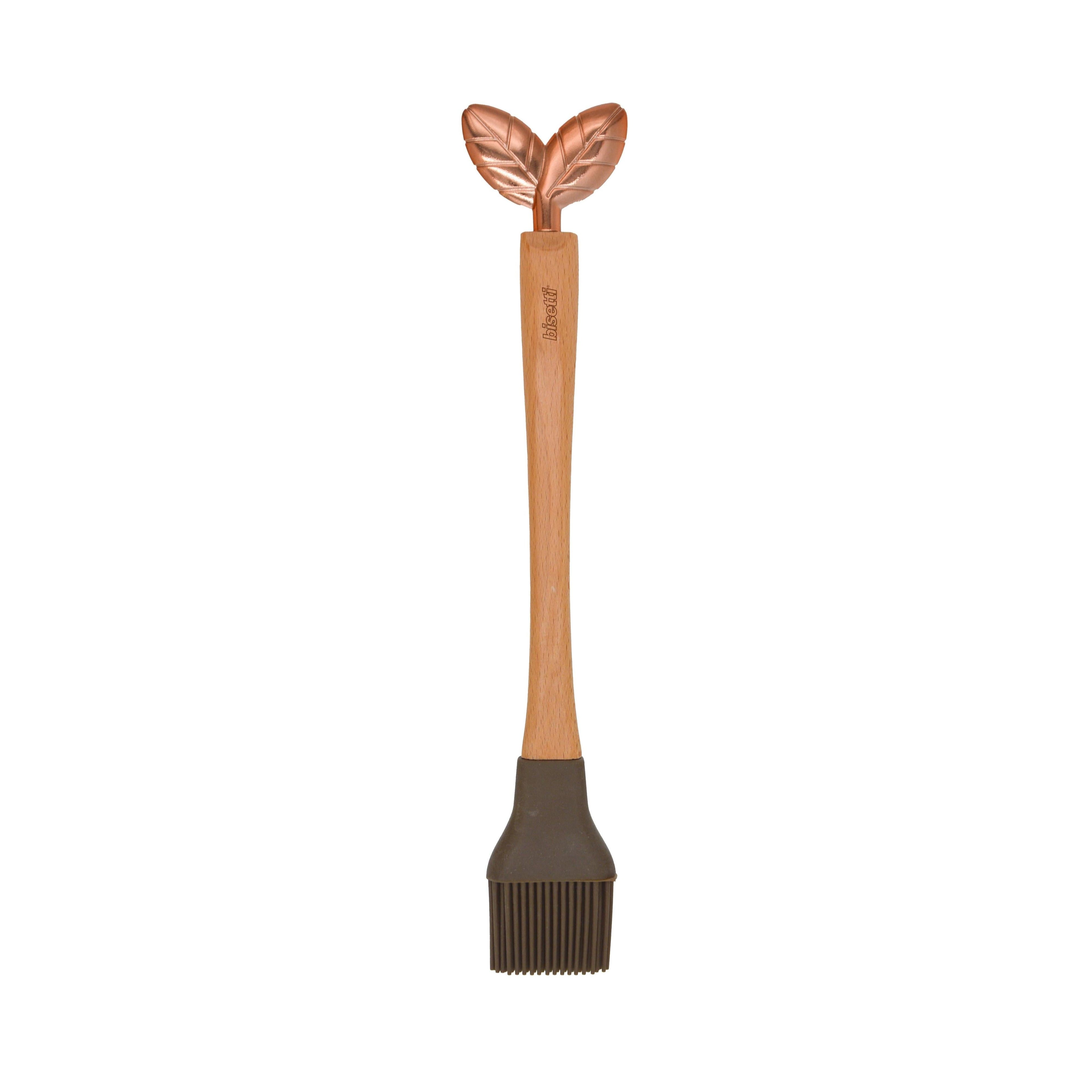 Pinceau En Silicone « Printemps D’Or » Avec Un Manche En Hêtre Naturel