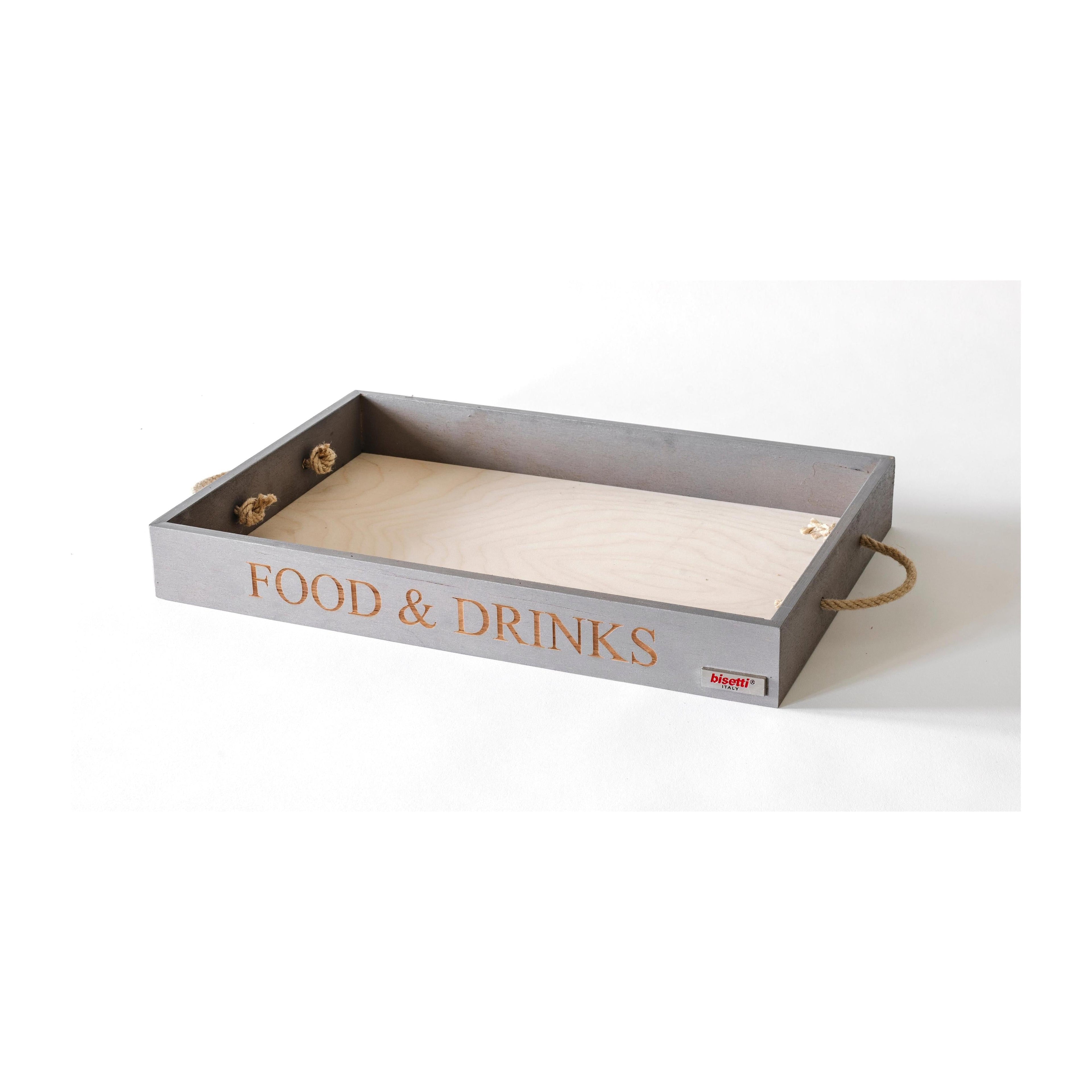 Plateau Rectangulaire « Nourriture & Boissons » Avec Poignées En Corde 
Pierre Gourmet