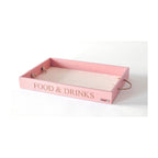 Plateau Rectangulaire « Nourriture & Boissons » Avec Poignées En Corde 
Rose De Pierre