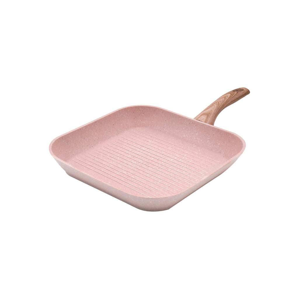 Poêle Grillée - Stonerose - 28X28 Cm Avec Manche En Bois