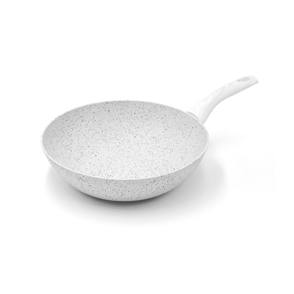 Soucoupe Wok/Pâtes Ø 28 Cm Poignée En Bois Blanc Naturel « Stonewhite »
