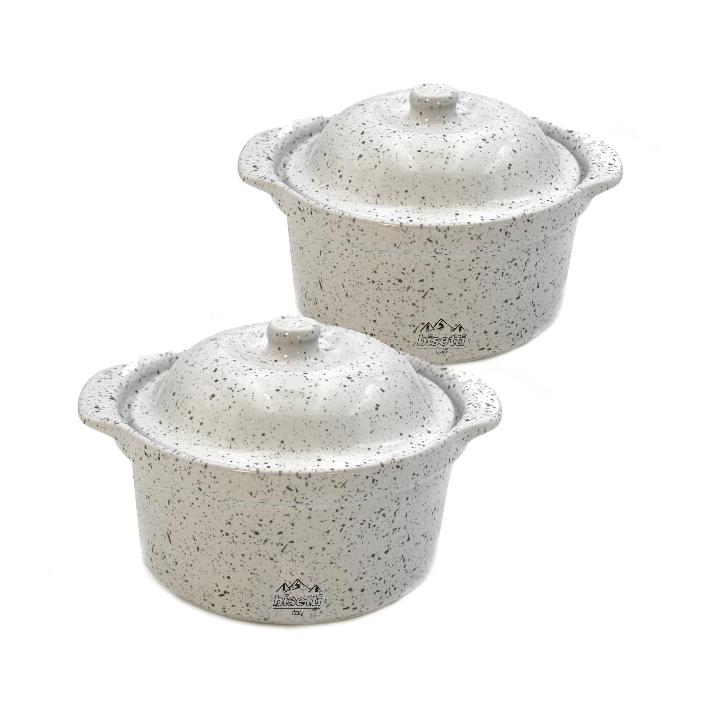 Set 2 Pièces. Mini Cocotte 14,5X13X6 Cm Grès À Haute Résistance Stonewhite