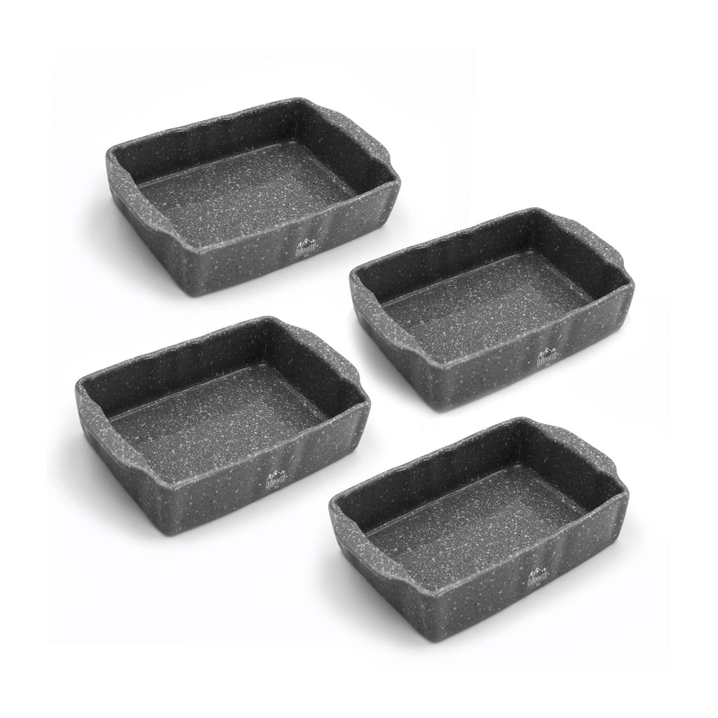 Ensemble De 4 Petits Plats De Coction Rectangulaires Pierre Gourmet En Grès Haute Résistance