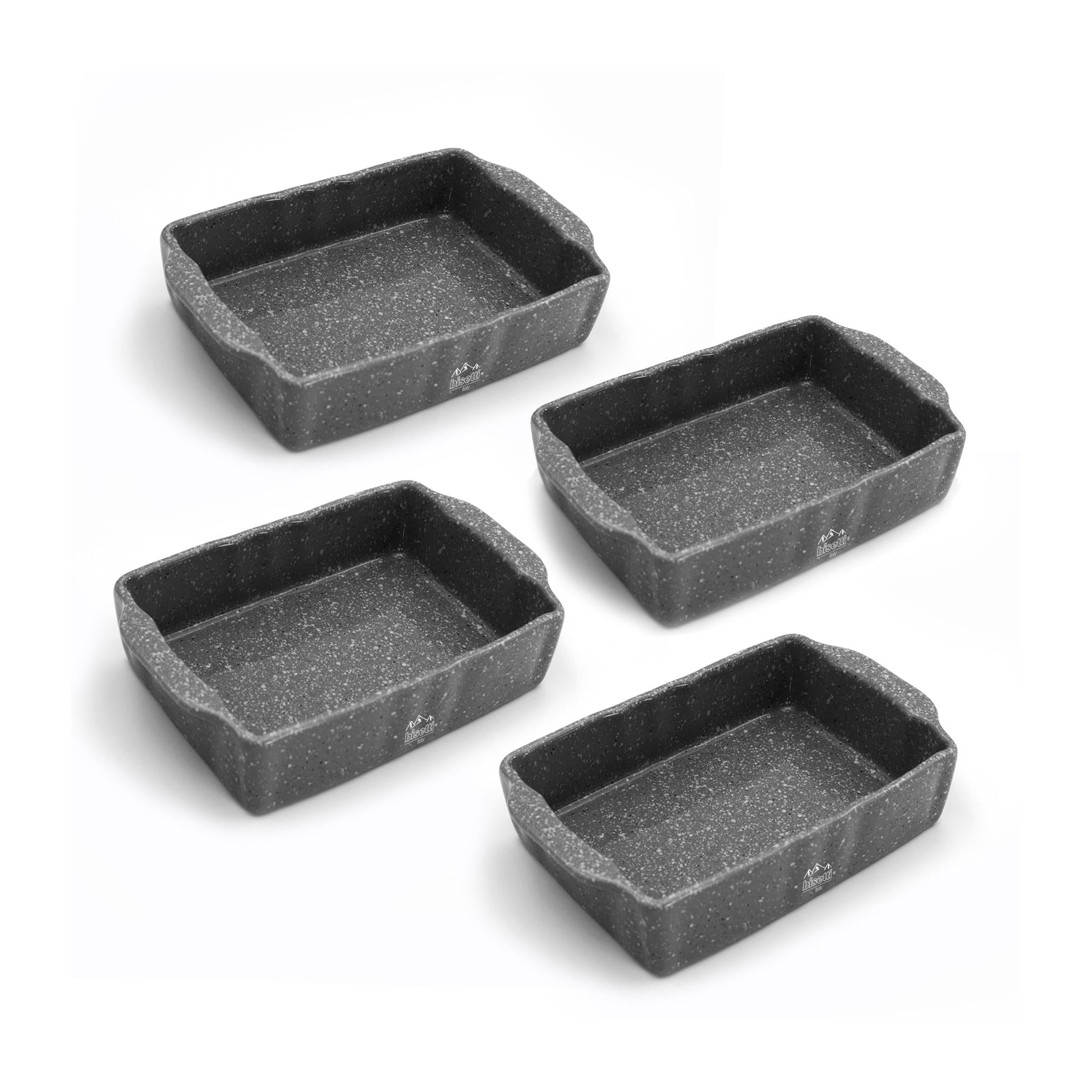 Ensemble De 4 Petits Plats De Coction Rectangulaires Pierre Gourmet En Grès Haute Résistance