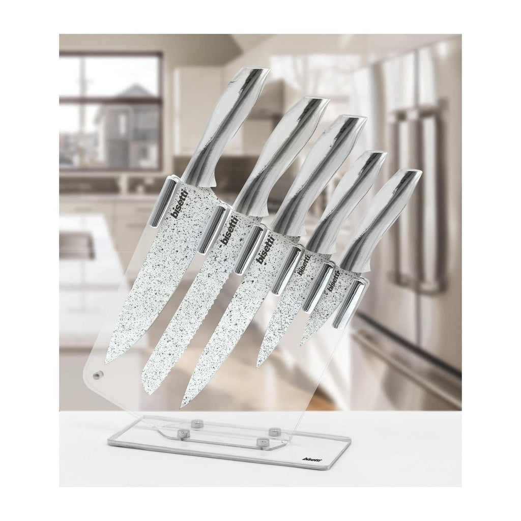 Ensemble De 5 Couteaux Stonewhite - Manches À Finition Argentée