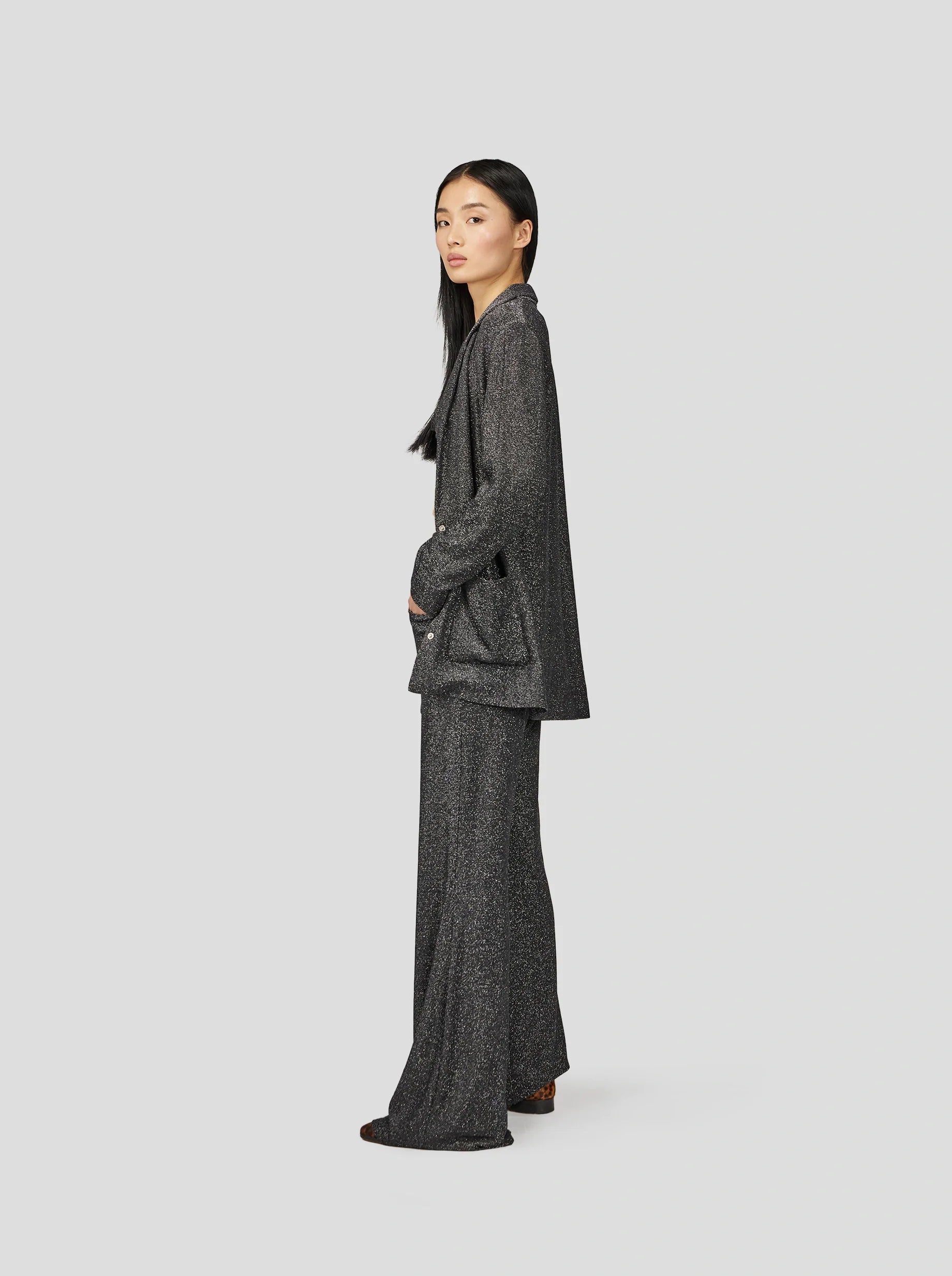 Pantalon Robin En Tricot Argenté Constellation