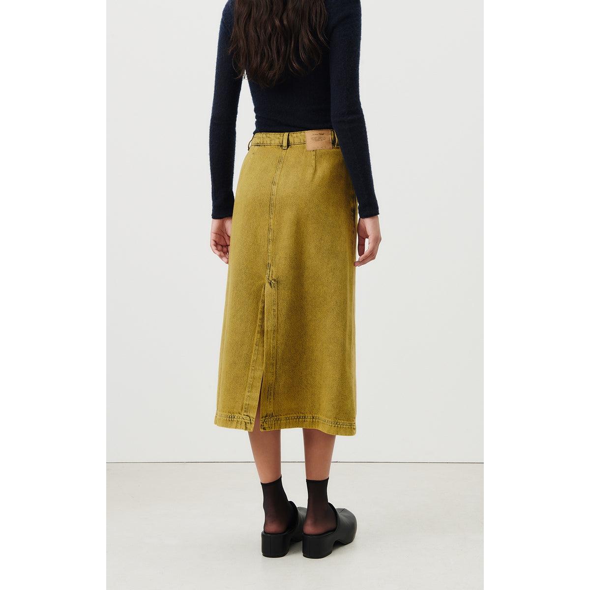 Jupe Longue Droite - Surteinture Jaune - Femme