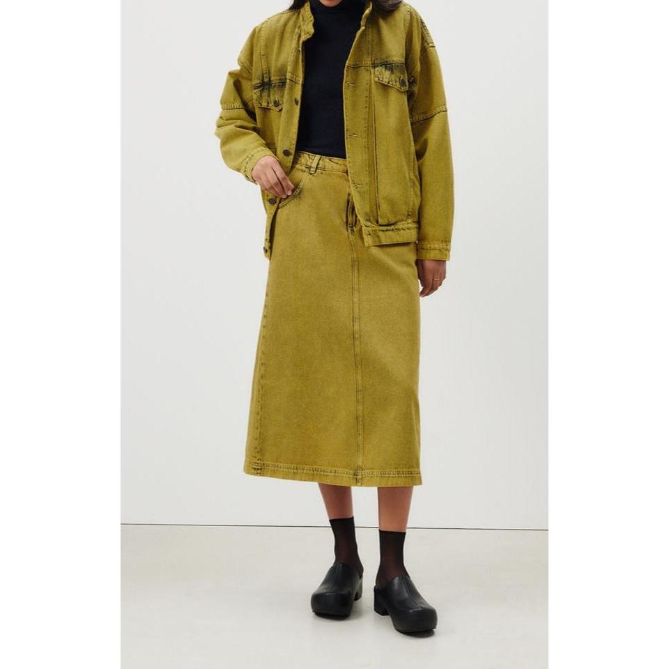 Jupe Longue Droite - Surteinture Jaune - Femme
