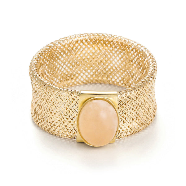 Bague " Quartz rose flamboyant " Or jaune 375/1000