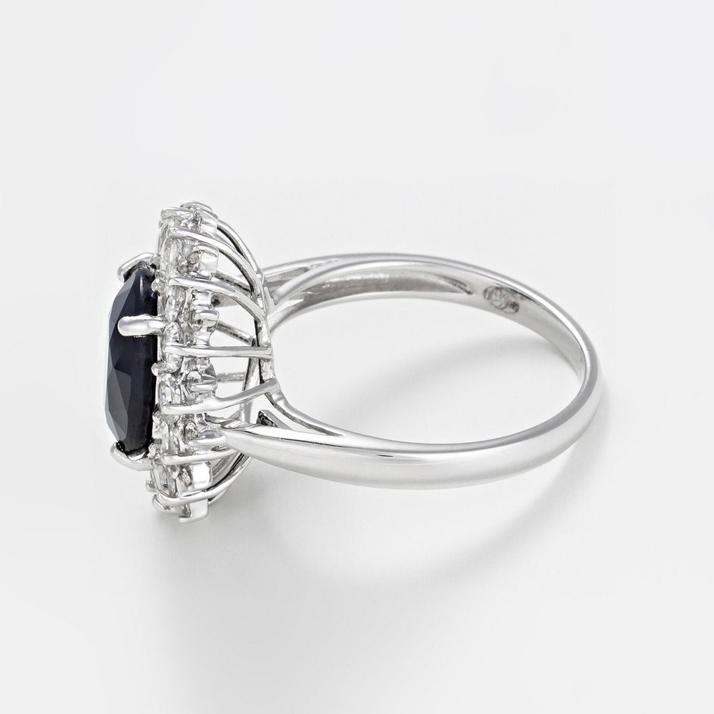 Bague "Soleil Bleu" - Or Blanc