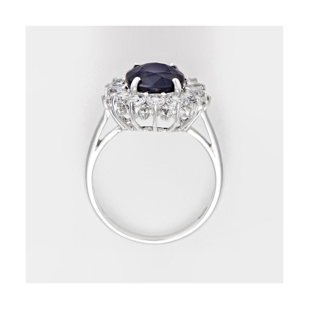 Bague "Soleil Bleu" - Or Blanc 375/1000