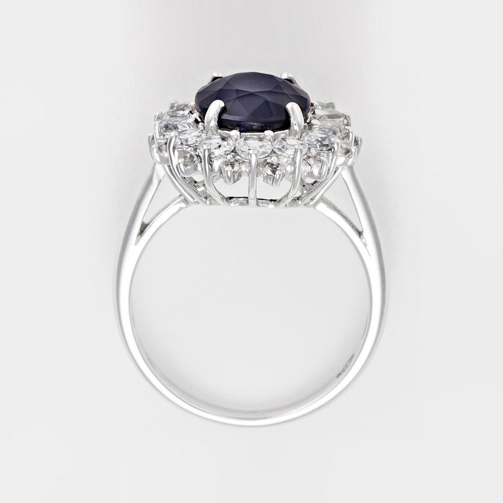 Bague "Soleil Bleu" - Or Blanc