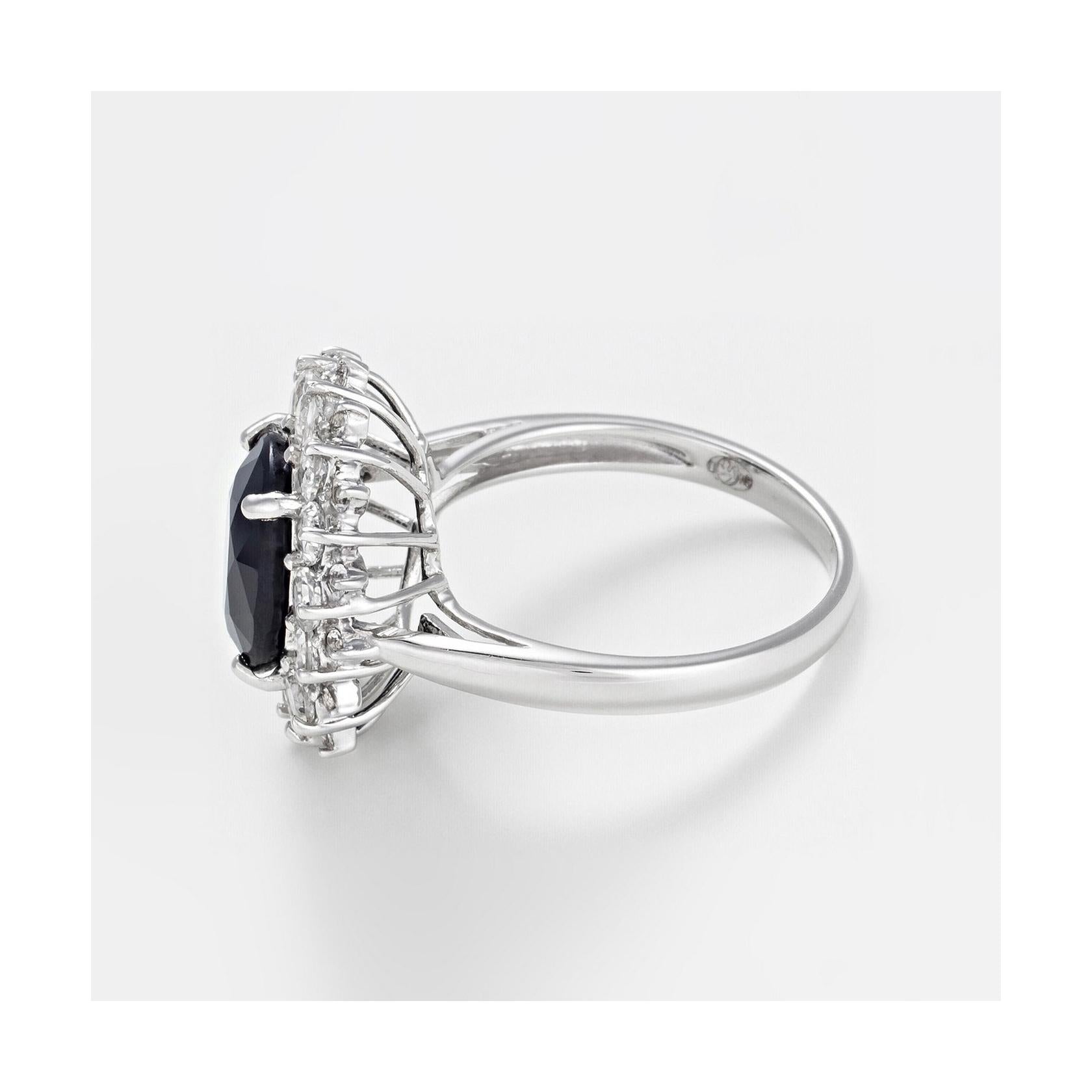 Bague "Soleil Bleu" - Or Blanc 375/1000