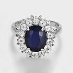 Bague "Soleil Bleu" - Or Blanc