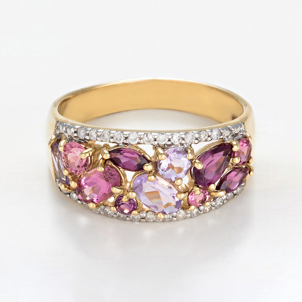 Bague "Rhodomix" D 0,15/22 Am 0,34/3 Rhodolite 0,49/4 Tourmaline 0,44/4