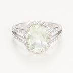Bague "Ovale Amethyste Verte" - Or Blanc 375/1000