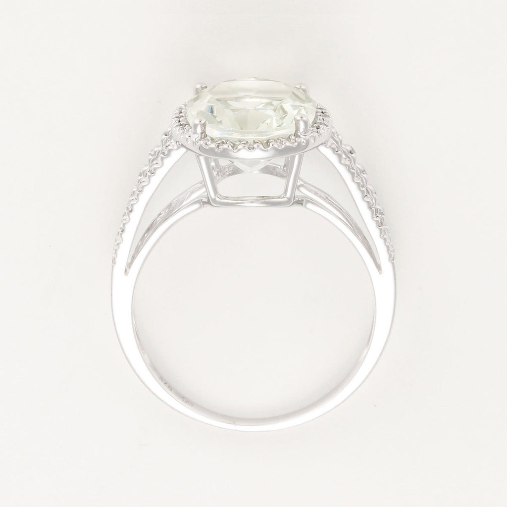 Bague "Ovale Amethyste Verte" - Or Blanc 375/1000