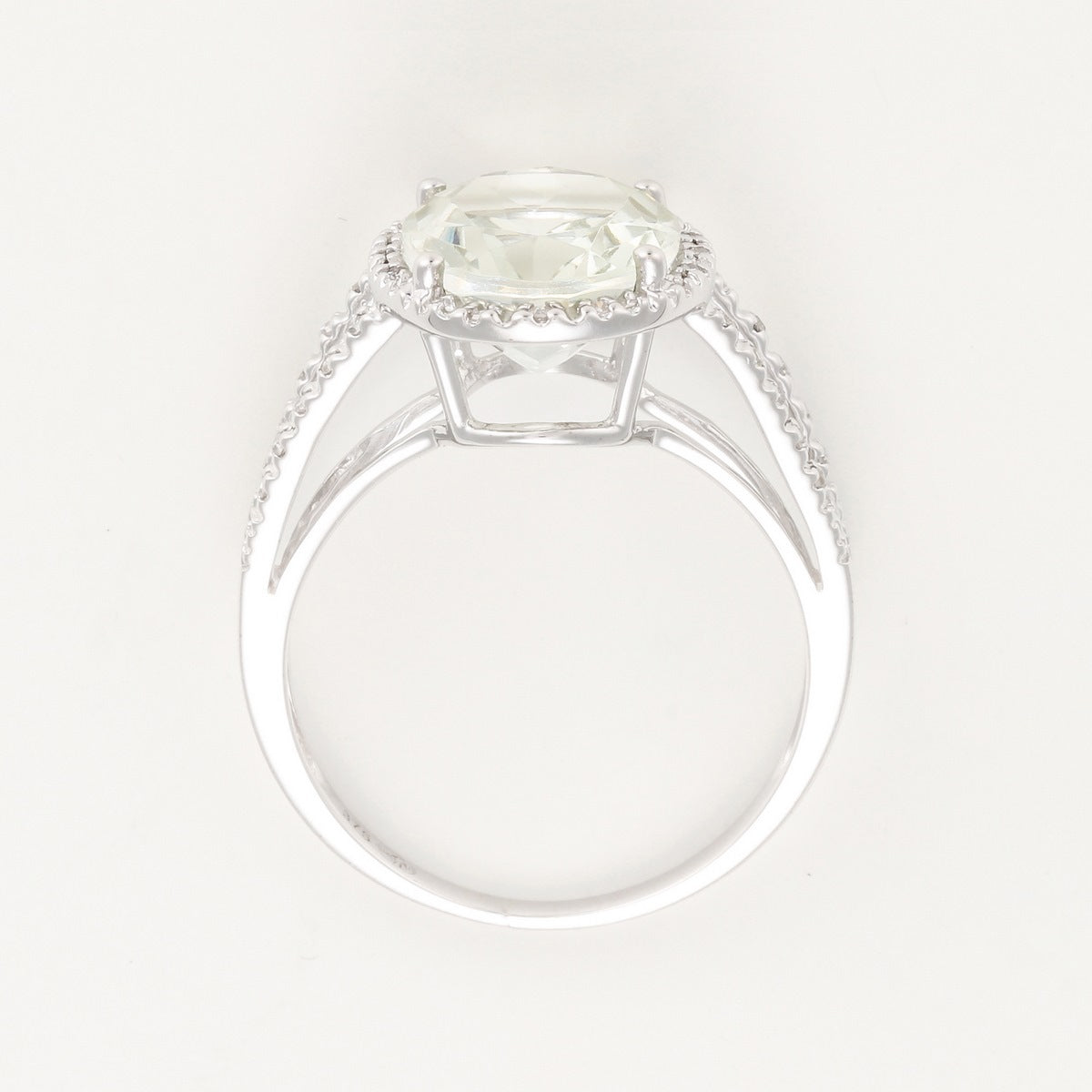 Bague "Ovale Amethyste Verte" - Or Blanc 375/1000