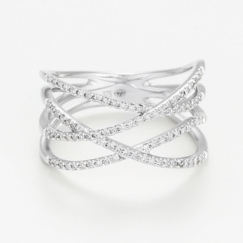 Bague "Entrelacs Lumineux" - Or Blanc 375/1000