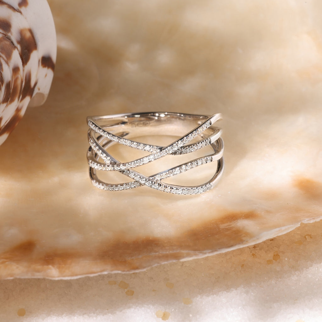 Bague "Entrelacs Lumineux" - Or Blanc