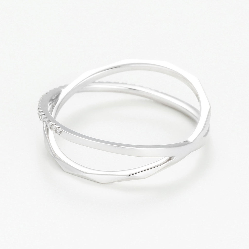 Bague "Croisé Géométrique" - Or Blanc