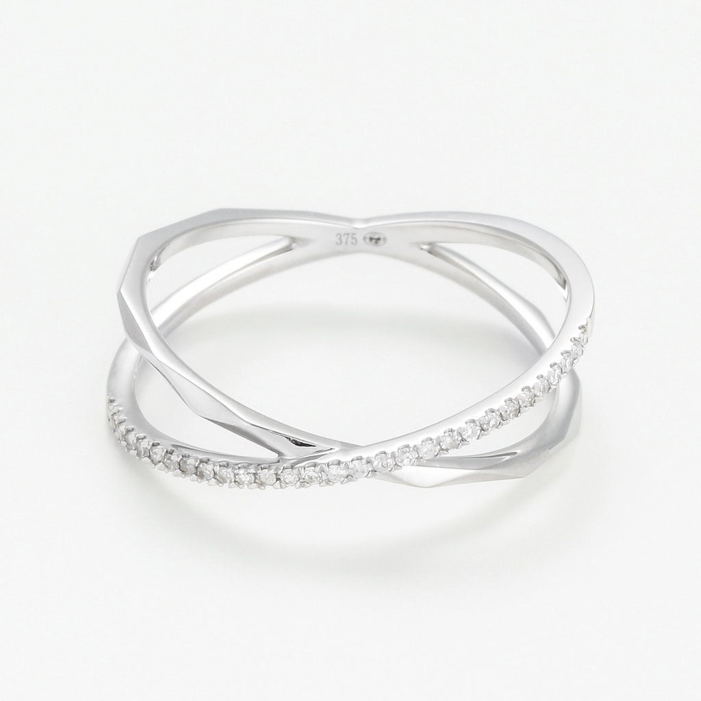 Bague "Croisé Géométrique" - Or Blanc