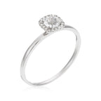 Bague "Carré Topazien" Diamants 0,05/18 Et Topaze Blanche 0,32Ct/1 - Or Blanc