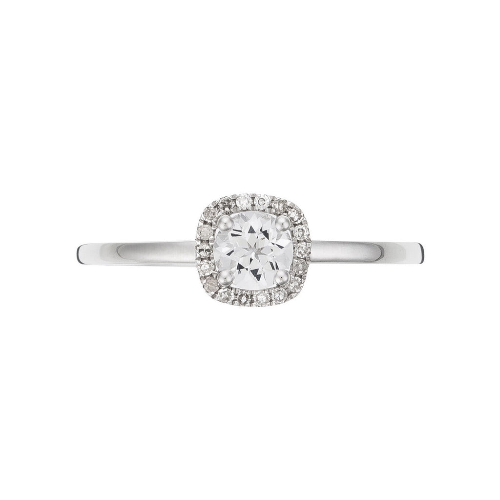 Bague "Carré Topazien" Diamants 0,05/18 Et Topaze Blanche 0,32Ct/1 - Or Blanc