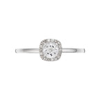 Bague "Carré Topazien" Diamants 0,05/18 Et Topaze Blanche 0,32Ct/1 - Or Blanc