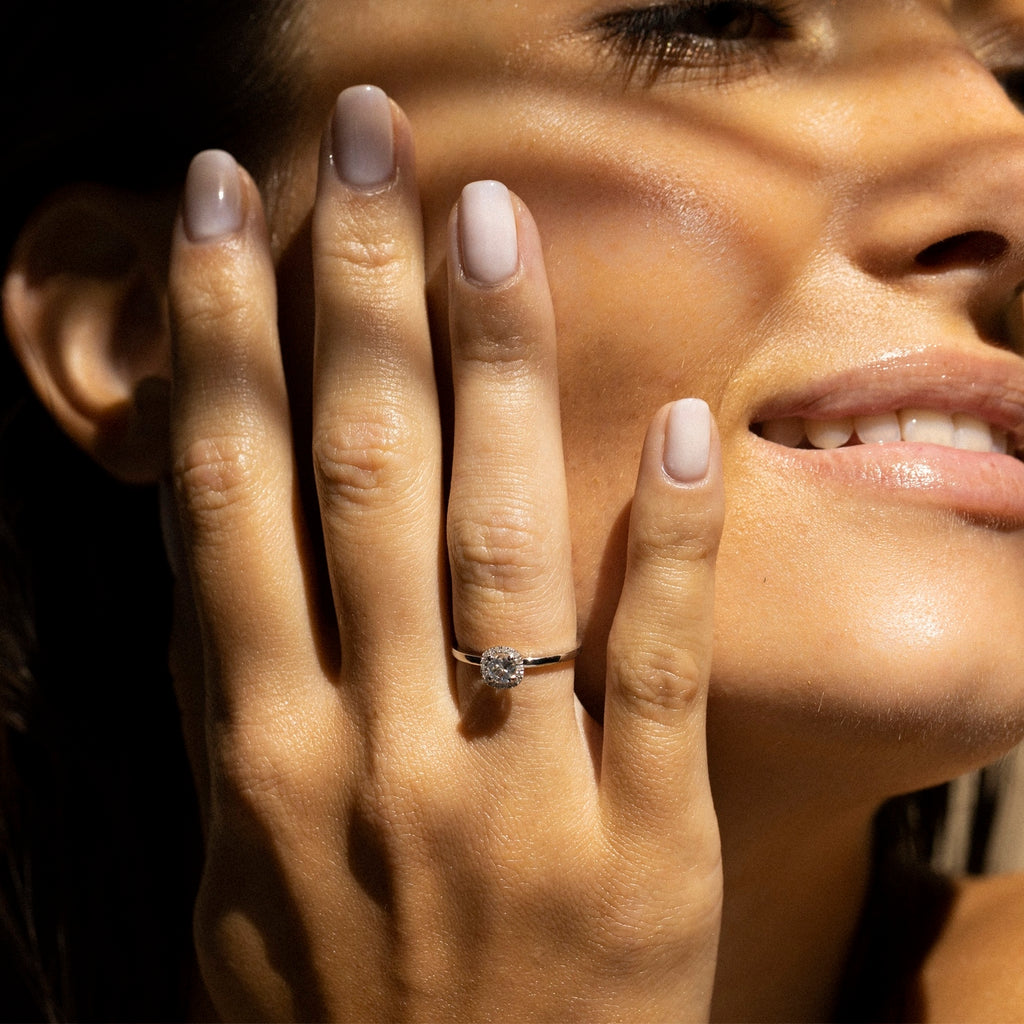 Bague "Carré Topazien" Diamants 0,05/18 Et Topaze Blanche 0,32Ct/1 - Or Blanc