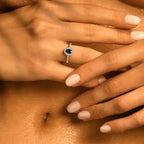 Bague "Royal Blue" Diamants 0,1/32 Saphir 0,74/1 - Or Blanc