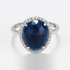 Bague "Bermudes Nouvelles" Or Blanc - Diamants 0.08 Ct Saphir 4.9 Ct - Or Blanc