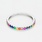 Bague "Colorful Love" E0,04/2 R0,08/3 S0,13/5 Os0,06/3 Ps0,08/3 Ys0,07/2 - Or Blanc 375/1000