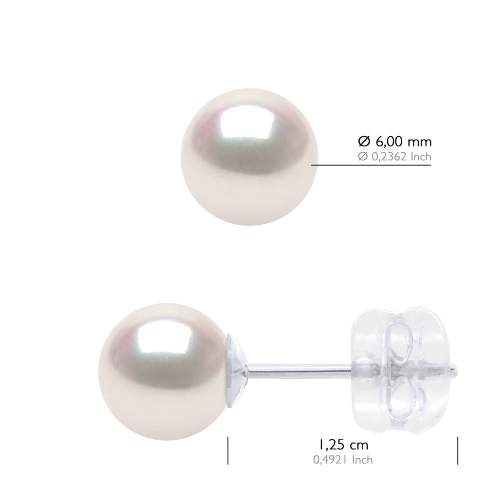 Boucles D'Oreilles Perles Akoya - Tailles De 4 À 8 Mm - Système Siliconor - Or 750 - Kyoto