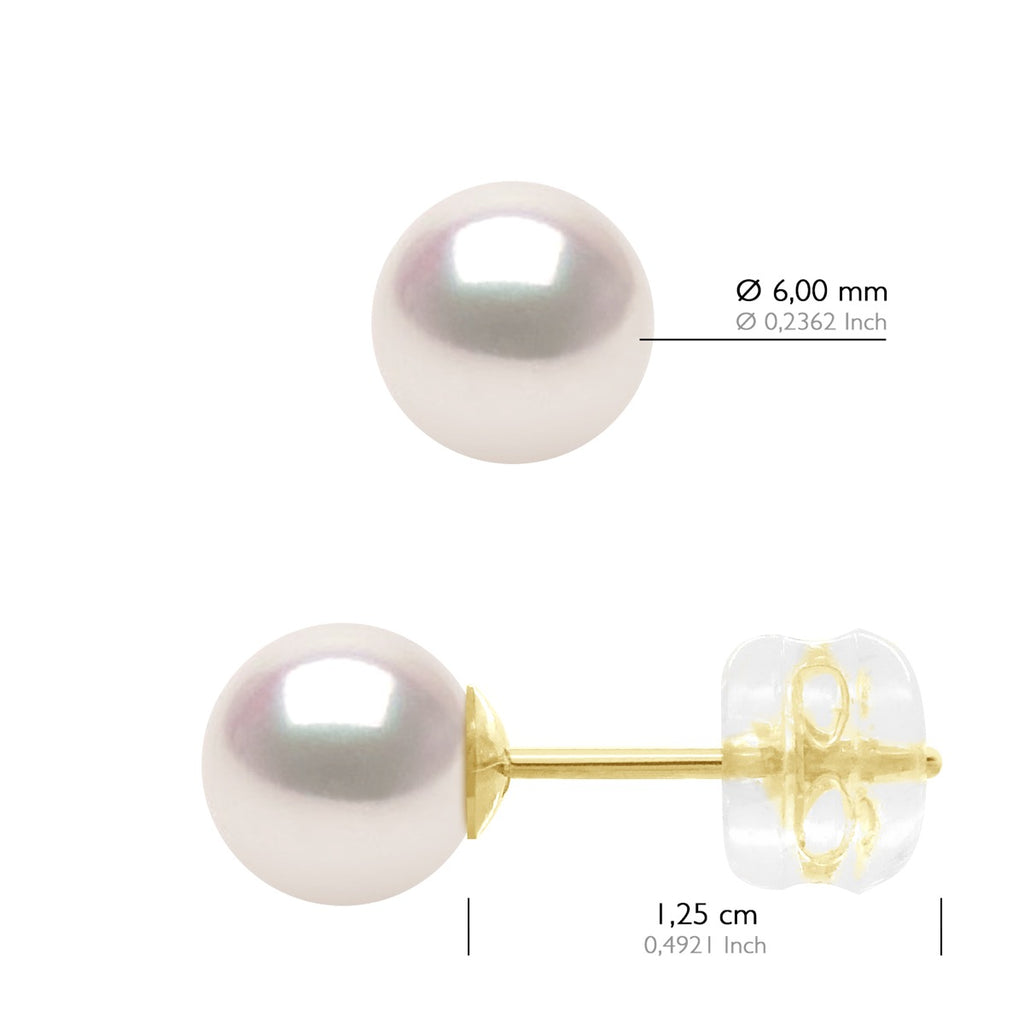 Boucles D'Oreilles Perles Akoya - Tailles De 4 À 8 Mm - Système Siliconor - Or 750 - Kyoto